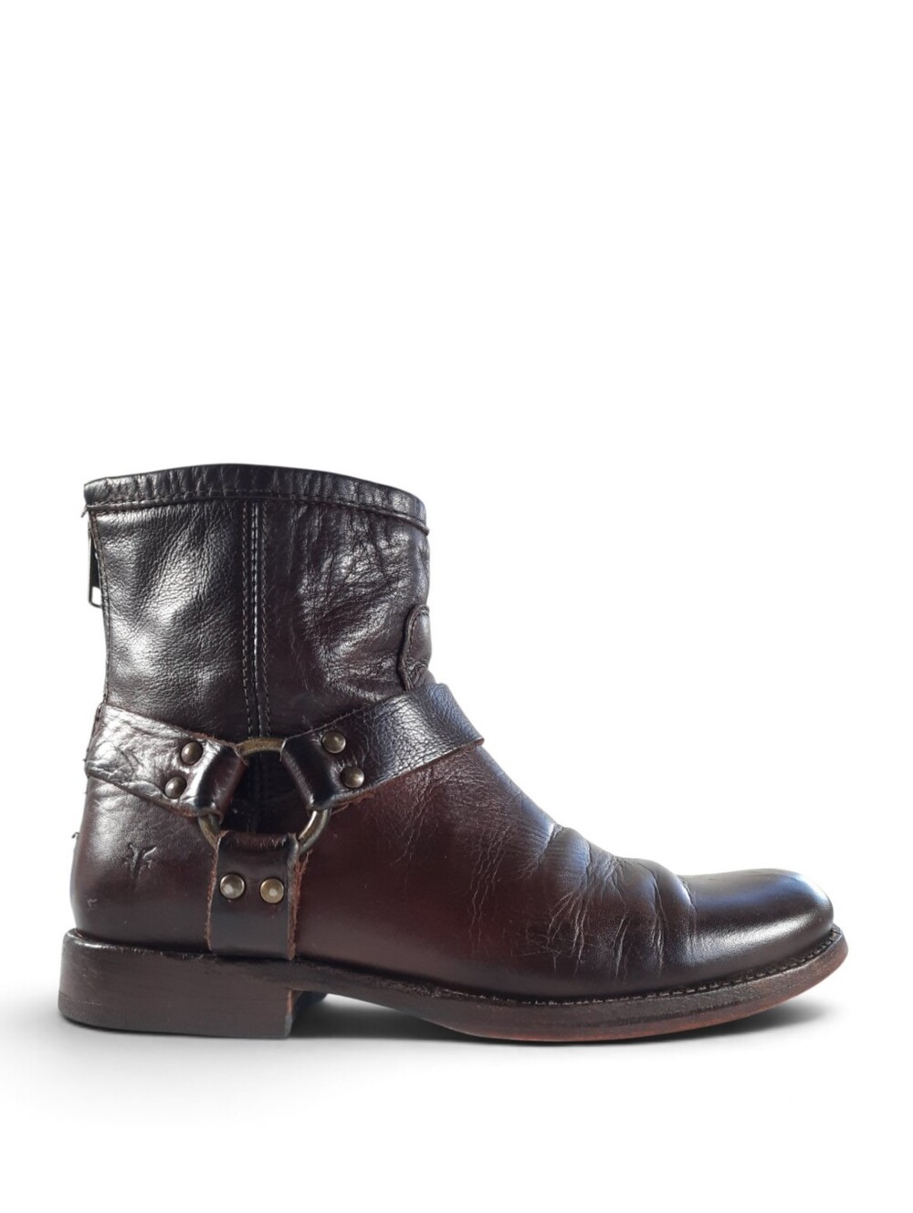 FRYE Harness Moto Short Boot Leather Patina Studded Broken-In Boho Chic Mexico 7